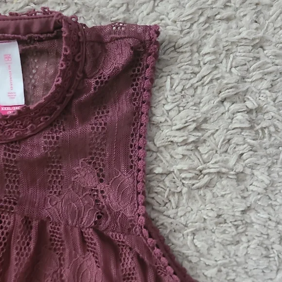 XXXL Sleeveless Lace Women's Dress - Burgundy - Picture 6 of 13